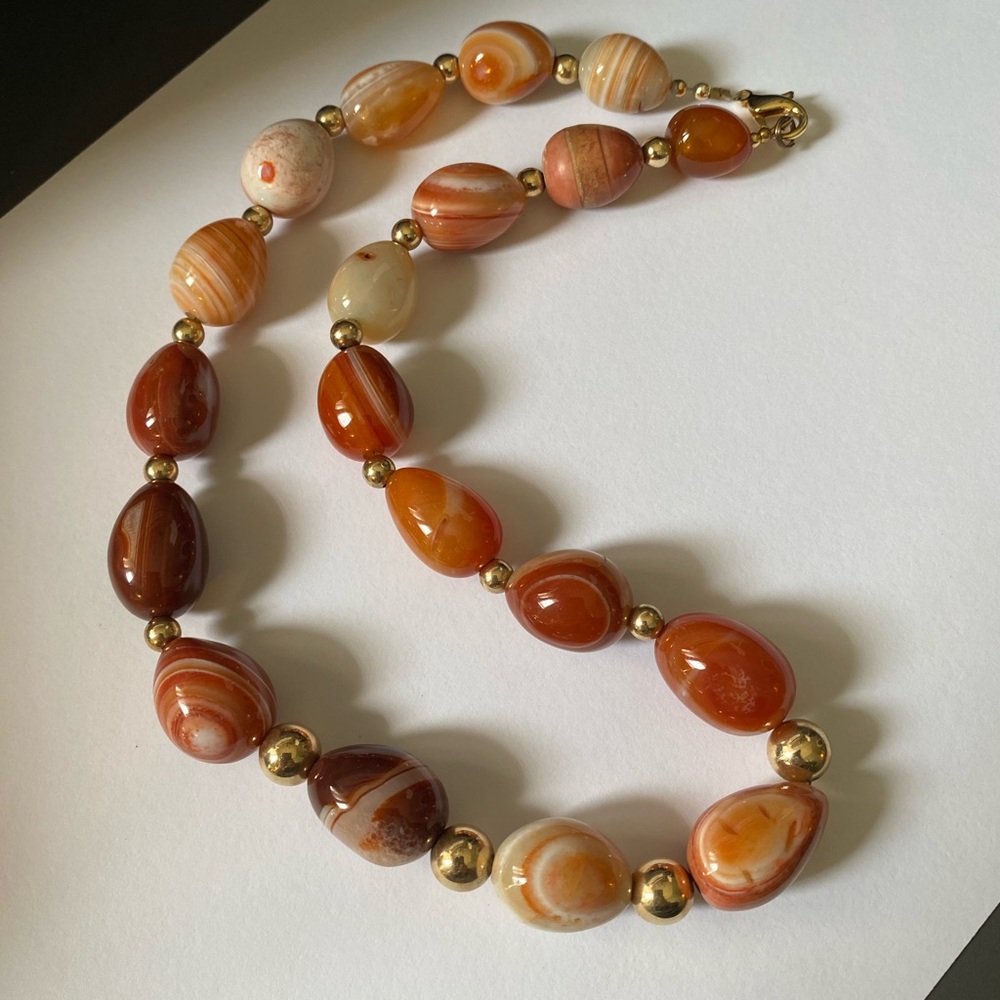 Vintage Agate Natural Stone Beaded Necklace